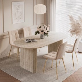 JEDÁLENSKÝ STÔL DEBORA PIESKOVEC 180 cm + 4 x STOLIČKA BÉŽOVÁ