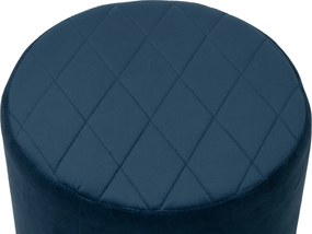 Noela Zamatový puf prešívaný CUBO modrý