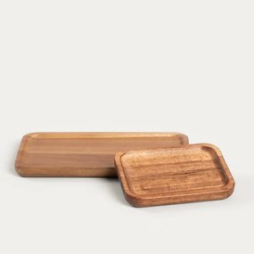 Sada dvoch servírovacích podnosov MOOKA drevená 744525