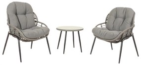 Súprava 2 kresielok a stolíka HWC-N33 - sivá, čalúnenie tmavosivá