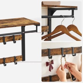 Nástenný vešiak s policou NATE hnedá/čierna