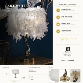 Stolná lampa Cart 47 cm bielo-zlatá