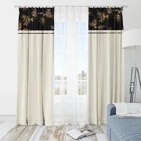 Dekoračný záves v krémovej farbe s jemným vzorom kvetov v hornej časti Šírka: 160 cm | Dĺžka: 270 cm