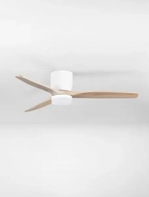 LED bielo-drevené designové stropné svietidlo Aloa s diaľkovým ovládaním