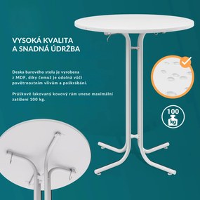 Cateringový skladací barový stôl Ofelie 80 cm biely