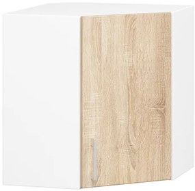 Rohová horná kuchynská skrinka LIMA W60/60N /580/ biela / dub sonoma