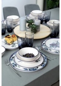 Jedálenská súprava 24 ks biela/modrá/keramika