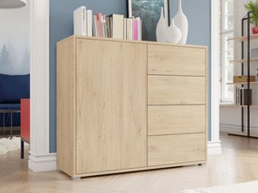 Komoda so zásuvkami Alekto k1D4SZ AK01, Farby: biela