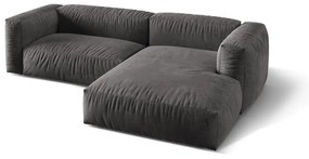 Sivá zamatová modulárna rohová pohovka (pravý roh/s leňoškou) Martina – Micadoni