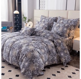 Sada 2ks obliečok z mikrovlákna SNOWFLAKE modrosivé + plachta Jersey 180x200cm biela, dvojlôžko
