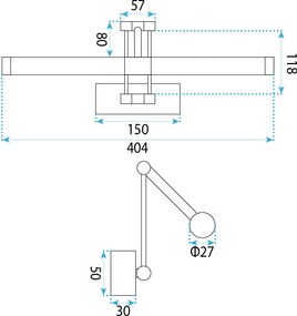 Toolight Toolight, LED nástenné svietidlo 40cm, 9W, 4000K, 1000lm, APP1899-1W, zlatá matná, OSW-66054