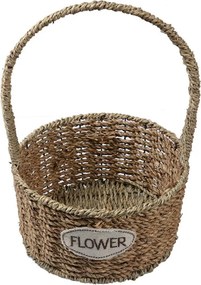 3ks pletený košík s ušami Flower - Ø 22*12/32 / Ø 19*11/27 / Ø 16*10/24 cm