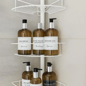 Erga Scopic, rohová teleskopická sprchová tyč 4 policová XL, biela matná, ERG-YKA-CH.SCOPIC-XL-WHT