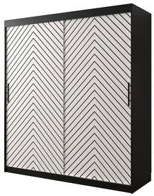 Skriňa Jodełka 1 180 čierna/biely/čierna
