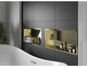 Mexen X-Wall-R, polička na zapustenie na obklad s golierom 60 x 30 cm, zlatá lesklá, 1950603010