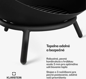 Klarstein Fireball nízke ohnisko | Odolné voči korózii | Odolné voči prevráteniu | Robustné | 66 cm | Čierne