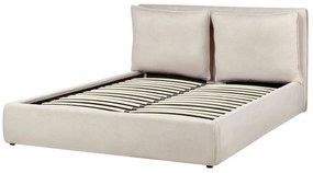 Čalúnená posteľ s úložným priestorom 160 x 200 cm svetlobéžová BAJONNA Beliani