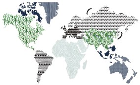 Dekornik Samolepka - mapa - modrá - S