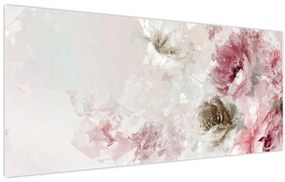Obraz - Maľba ružových kvetov (120x50 cm)