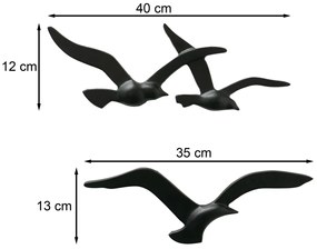 Kovová dekorácia na stenu Black Bird 13x35 cm + 12x40 cm