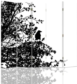 Gario Paraván Čierny vták na vetve Rozmery: 180 x 170 cm, Prevedenie: Klasický paraván