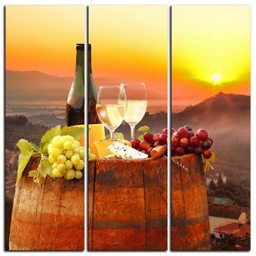 Obraz na plátne - Fľaša vína na vinici - štvorec 3152B (105x105 cm)