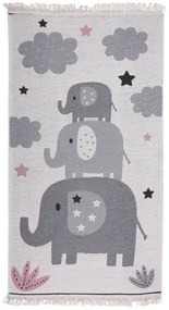Praktik home, TRHÁK: Detský kusový koberec Natur Slony, 120x170, šedá, detská izba