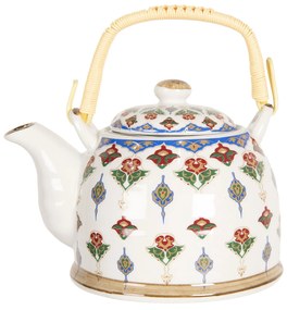 Kanvica na čaj s kvetinovými ornamentami - 18*14*12 cm / 0,8L