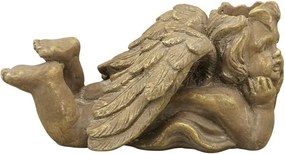 Bronzovo - hnědý antik květináč Anděl s křídly - 37*20*18 cm