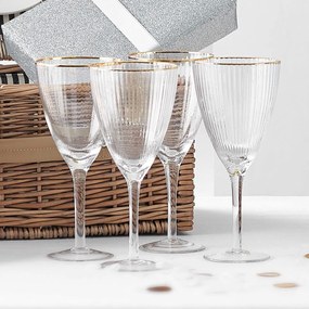 GOLDEN TWENTIES Sada pohárov na víno so zlatým okrajom 280 ml 4 ks
