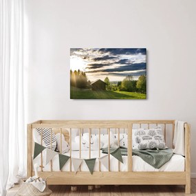 Obraz lesnej chaty (90x60 cm)