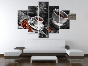 Gario Obraz s hodinami Káva arabica - 5 dielny Rozmery: 150 x 70 cm