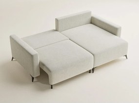 Krémovobiela ženilková rozkladacia/s úložným priestorom rohová pohovka (pravý roh/s leňoškou) Leon – Maison de Rêve