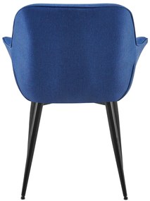 Stolička s podrúčkami Roseville - látka, nohy čierny kov - Modrá