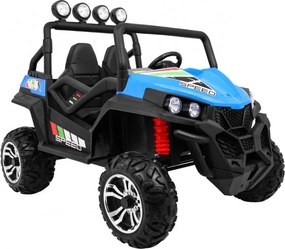 Ramiz Terénna bugina Strong pre deti modrá + pohon 4x4 + diaľkové ovládanie + nosič batožiny + rádio MP3 + LED