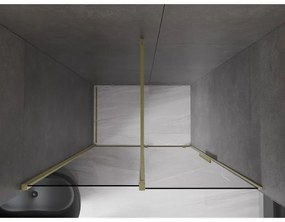 Mexen Velar, posuvné sprchové dvere do otvoru 130 cm, 8mm šedé sklo, zlatá matná, 871-130-000-41-55