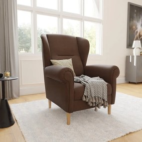 Tmavohnedé kreslo ušiak Swan – Ropez