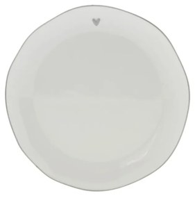 Cake Plate  White/edge Grey 16 cm