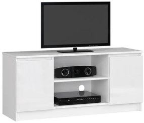 Stolík pod TV RTV 120 2D 1P biely, lesk