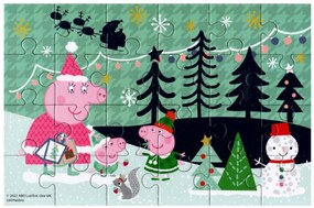 Detské puzzle 4v1 PRASIATKO PEPPA a vianočná nálada, 19x29 cm