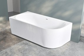 Erga Marina, rohová voľne stojaca vaňa 150x75 cm + odtoková zátka, ľavá, biela lesklá, ERG-MARINA-150075L-WH-WH
