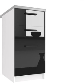 Kuchynská skrinka Belini spodná so zásuvkami 40 cm čierny lesk s pracovnou doskou INF SDSZ40/1/WT/B/0/B1