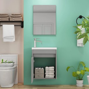 Nástenná skrinka s umývadlom Houseland Zendi 40 cm sivá