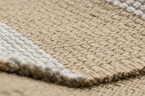 Koberec JUTE 3734 béž / sivý pásy so strapcami