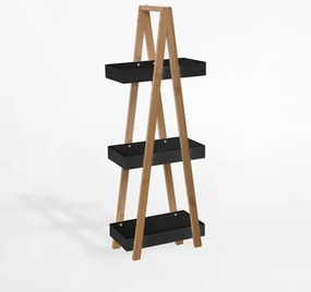 Kúpeľňový regál s 3 policami v čiernej farbe 18x30x82 cm
