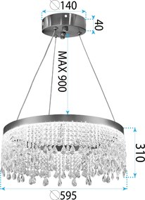 Toolight Toolight, LED stropné osvetlenie 60cm, 24W, 4000K, APP1731-1CP, zlatá, OSW-04342