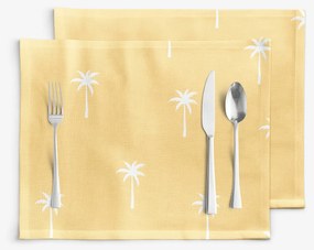 Goldea prestieranie na stôl 100% bavlnené plátno - palmy na žltej - sada 2ks 30 x 40 cm