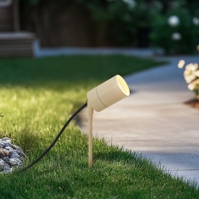 Bodové svietidlo s hrotom krémové GU10 50 mm nastaviteľné IP44 vrátane kábla a zástrčky - Solo