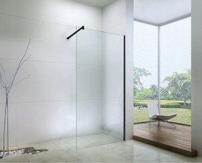 Kúpeľňová pevná zástena WALK-IN 60 cm - čierna - číre sklo