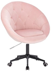 LuxuryForm DESIGN Kreslo VERA VELUR na čiernej podstave s kolieskami - svetlo ružové